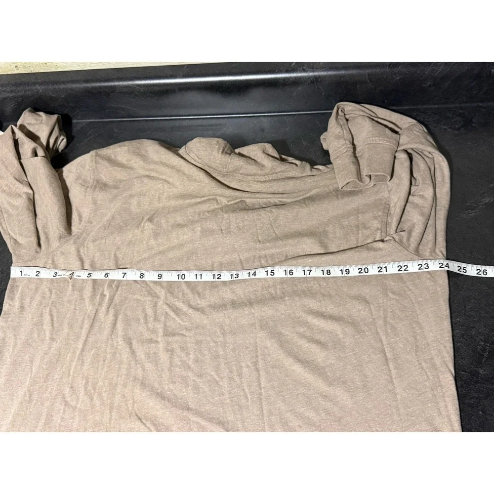 J. Crew TShirt Hoodie XL Beige Minimalist Long Sleeve Pullover Layered Cotton